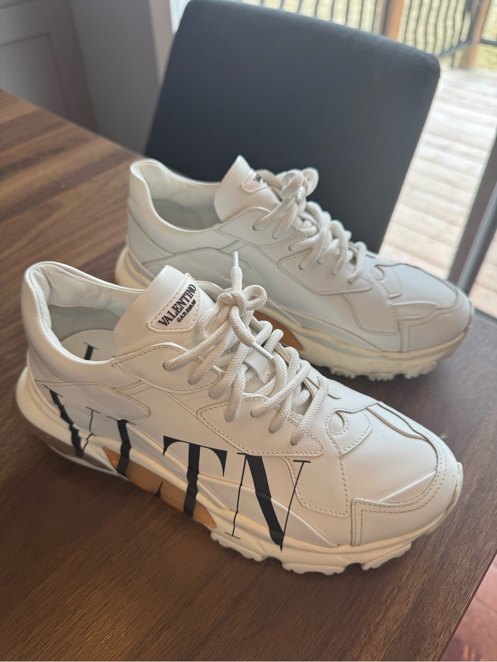 Valentino Garavani White Leather VLTN Graphic Sneakers